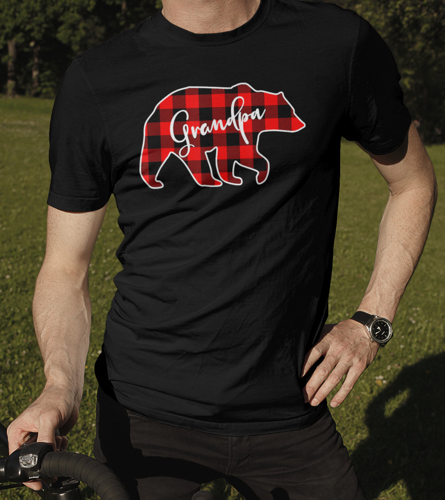 Grandpa Bear Red Plaid Matching Fam Mens T-Shirt