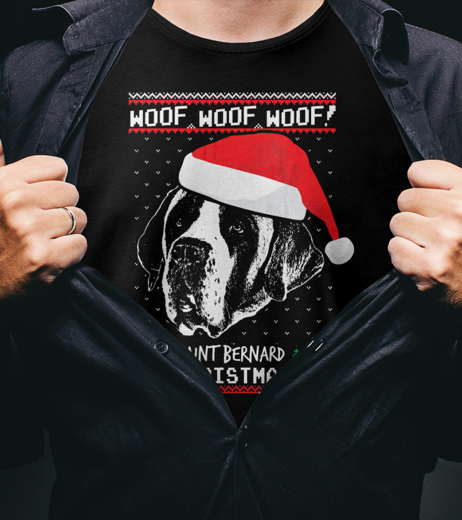 Woof Woof Woof Saint Bernard Christmas T-Shirt