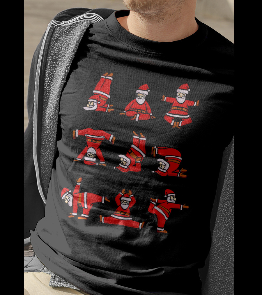 Santa's Christmas Yoga Poses Collection T-Shirt