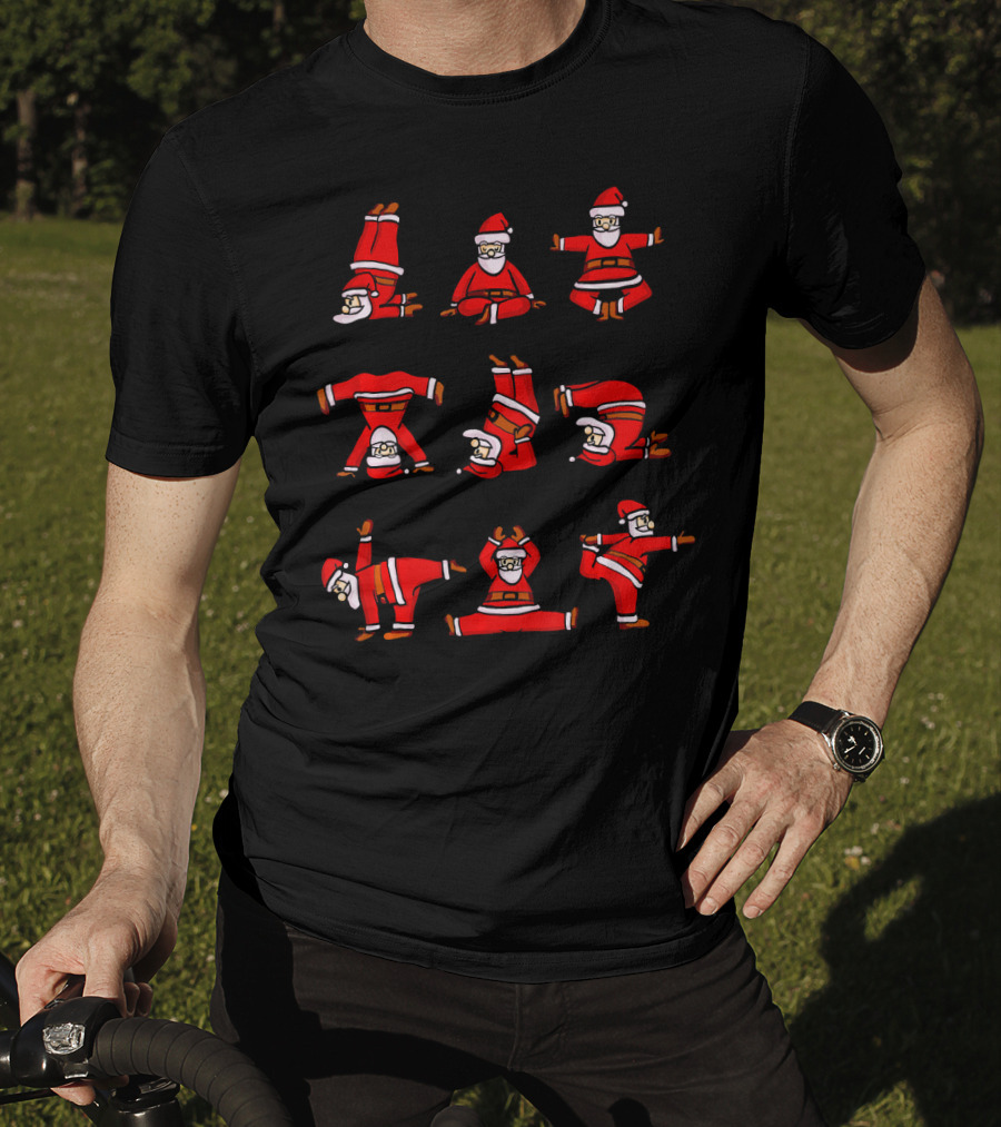 Santa's Christmas Yoga Poses Collection T-Shirt