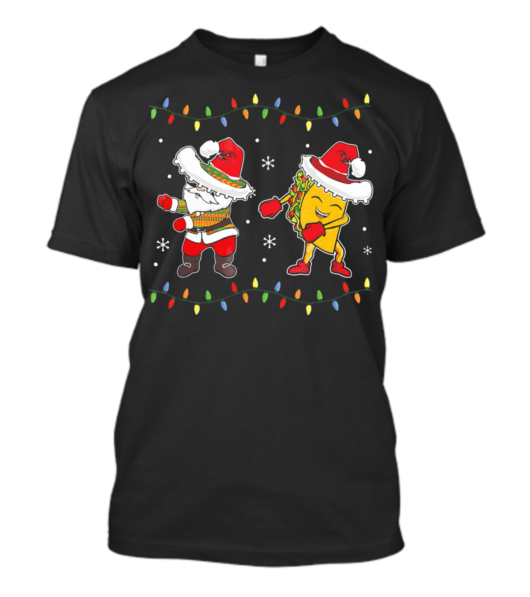 Santa And Taco Flossing In Sombrero Christmas T-Shirt