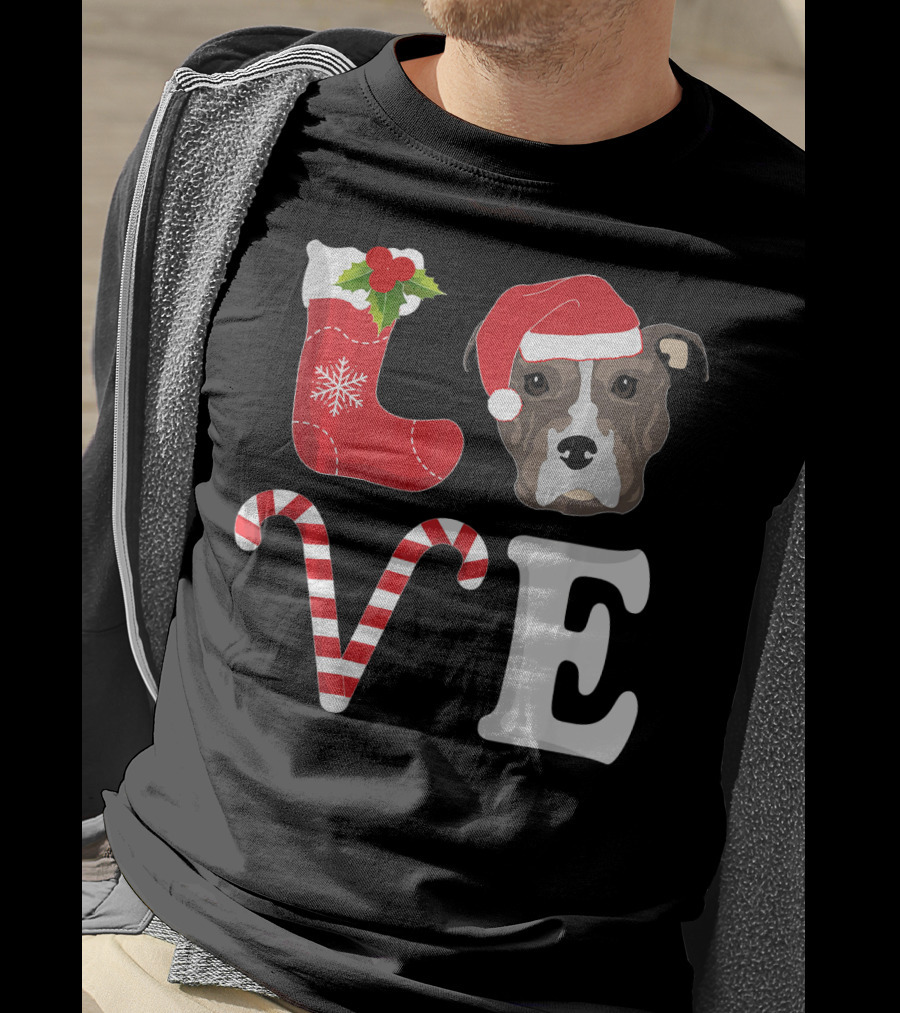 Love Christmas Pitbull Santa Pit Bull T-Shirt