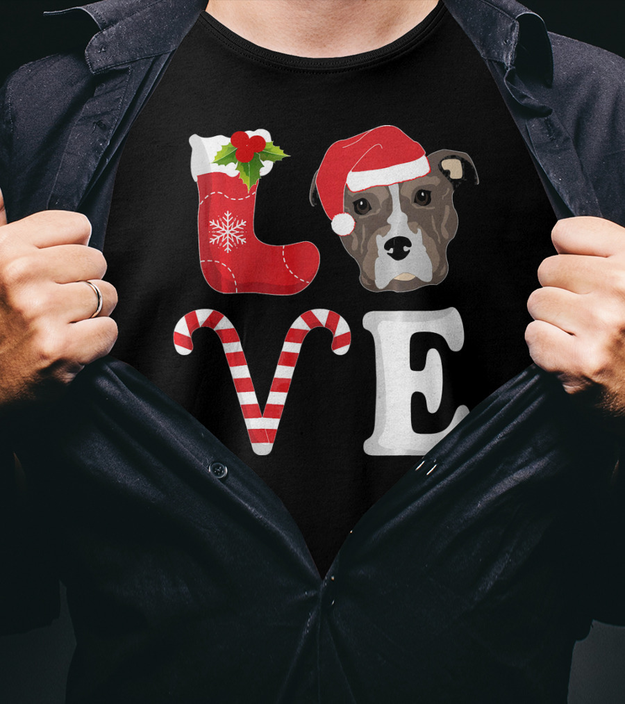 Love Christmas Pitbull Santa Pit Bull T-Shirt