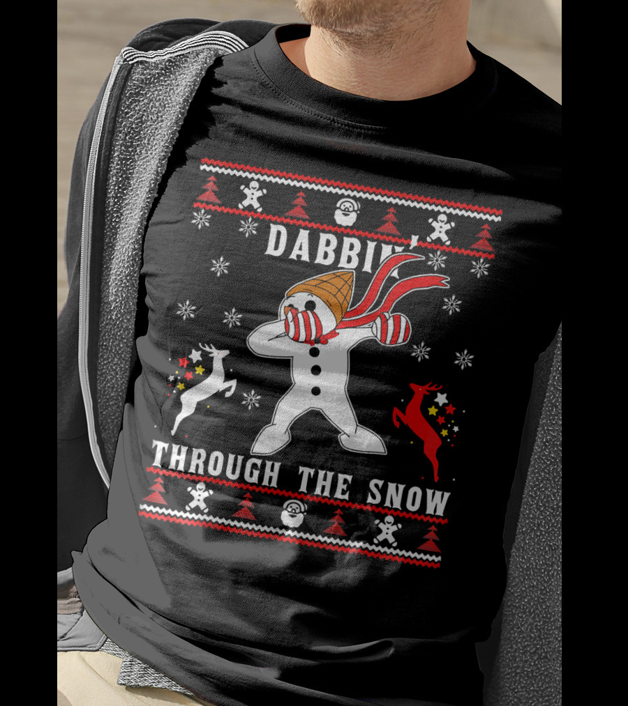 Dabbin' Through The Snow MrBingle Reindeer Snowflakes T-Shirt