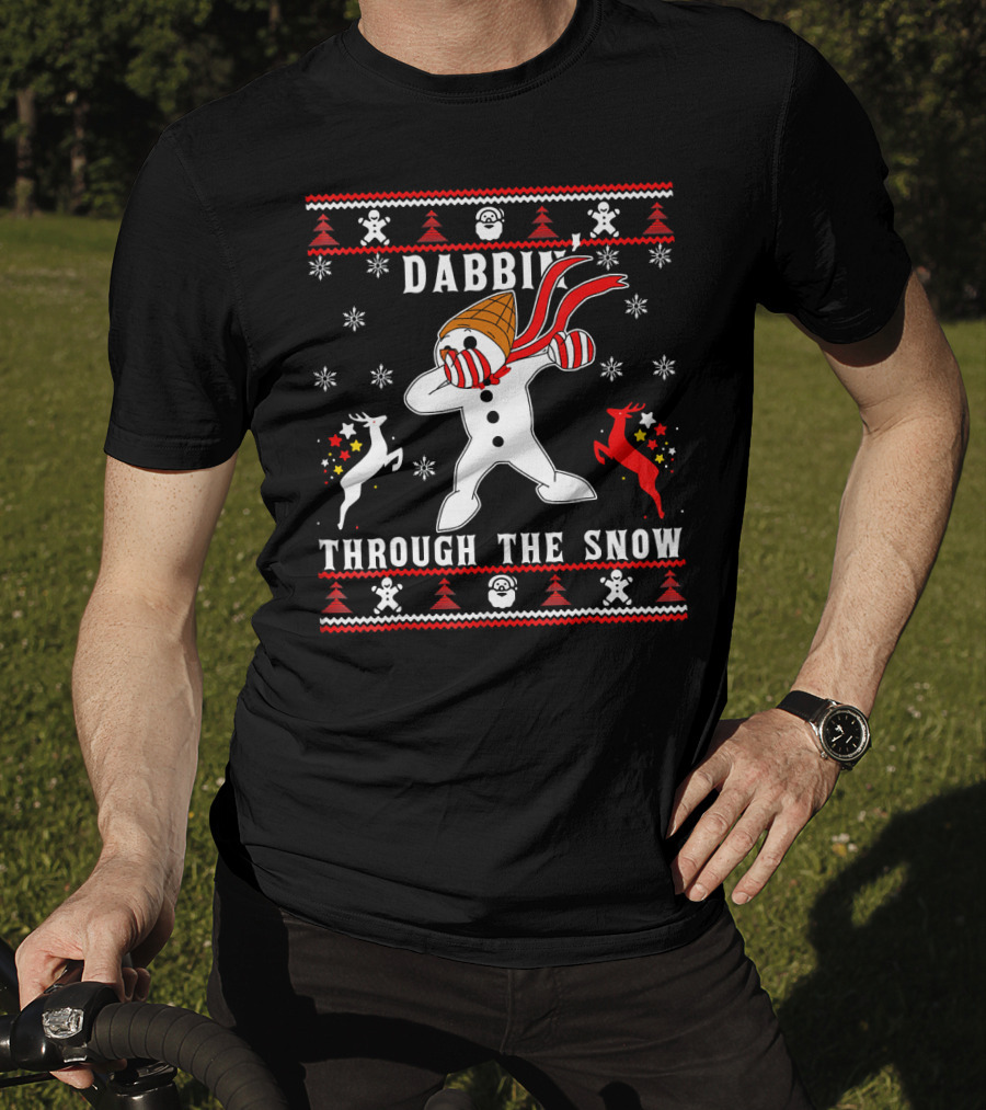 Dabbin' Through The Snow MrBingle Reindeer Snowflakes T-Shirt