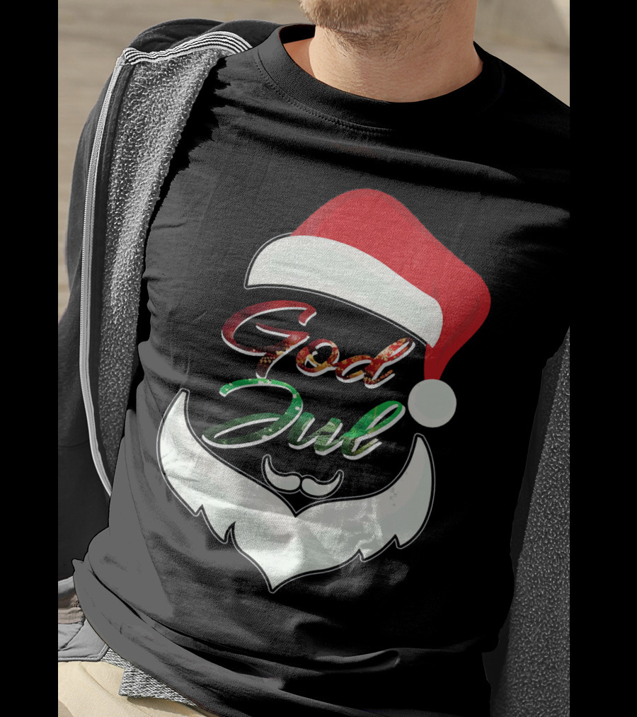 God Jul Norwegian Merry Christmas Santa Hat And Beard Design Norway T-Shirt
