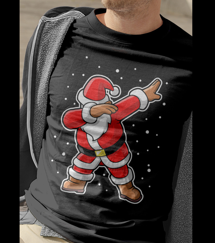 Dabbing Santa Claus Snowing Iconic Christmas Pose T-Shirt