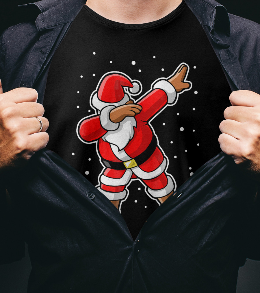 Dabbing Santa Claus Snowing Iconic Christmas Pose T-Shirt