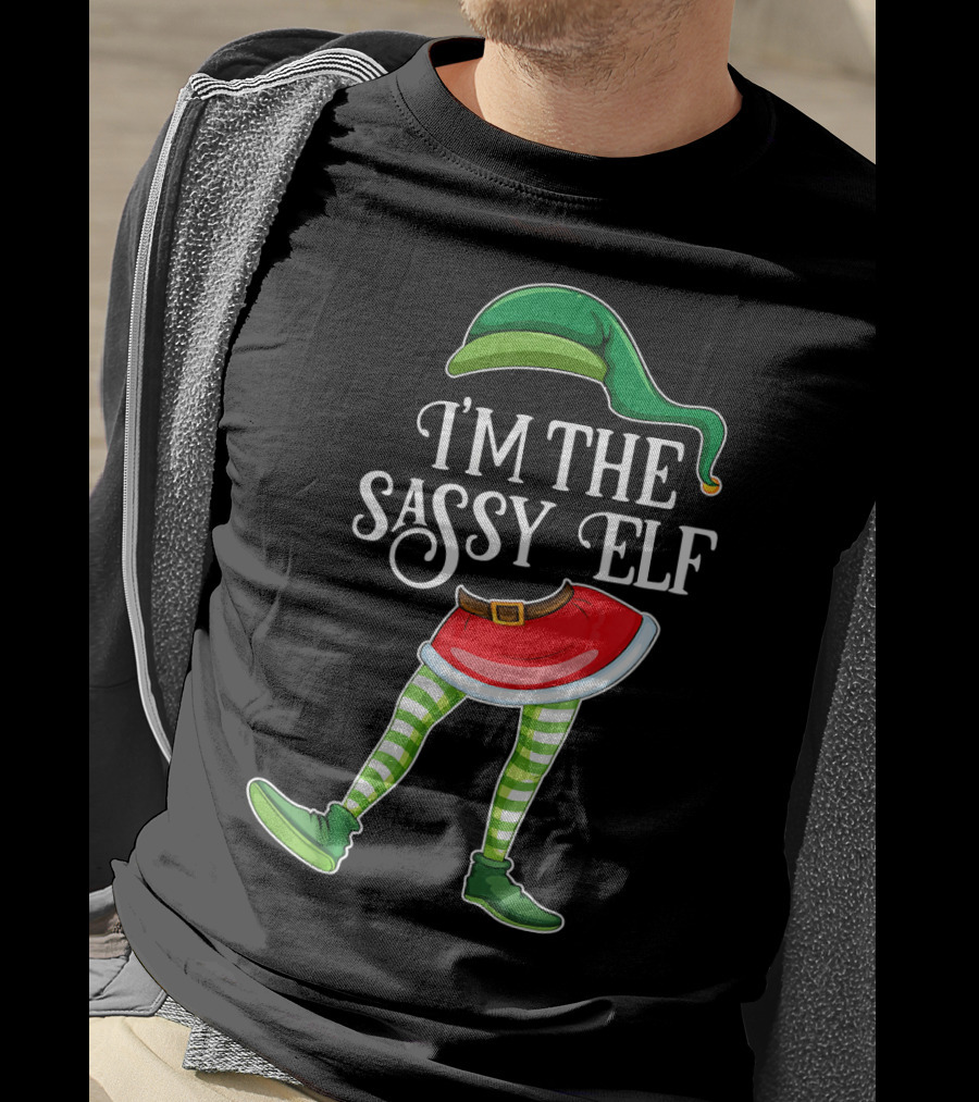 I'm The Sassy Elf With Green Hat And Striped Socks T-Shirt