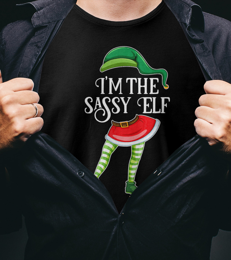 I'm The Sassy Elf With Green Hat And Striped Socks T-Shirt