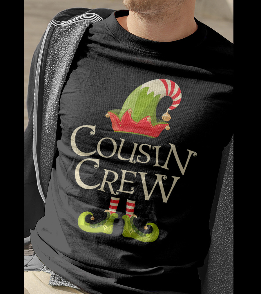 Cousin Crew Elf Matching Family Christmas Hat And Shoes T-Shirt