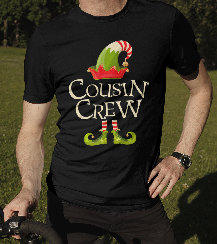 Cousin Crew Elf Matching Family Christmas Hat And Shoes T-Shirt
