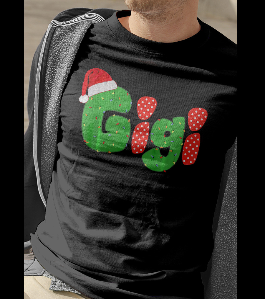 Gigi Christmas Santa Hat Lights Family Matching Pajamas T-Shirt