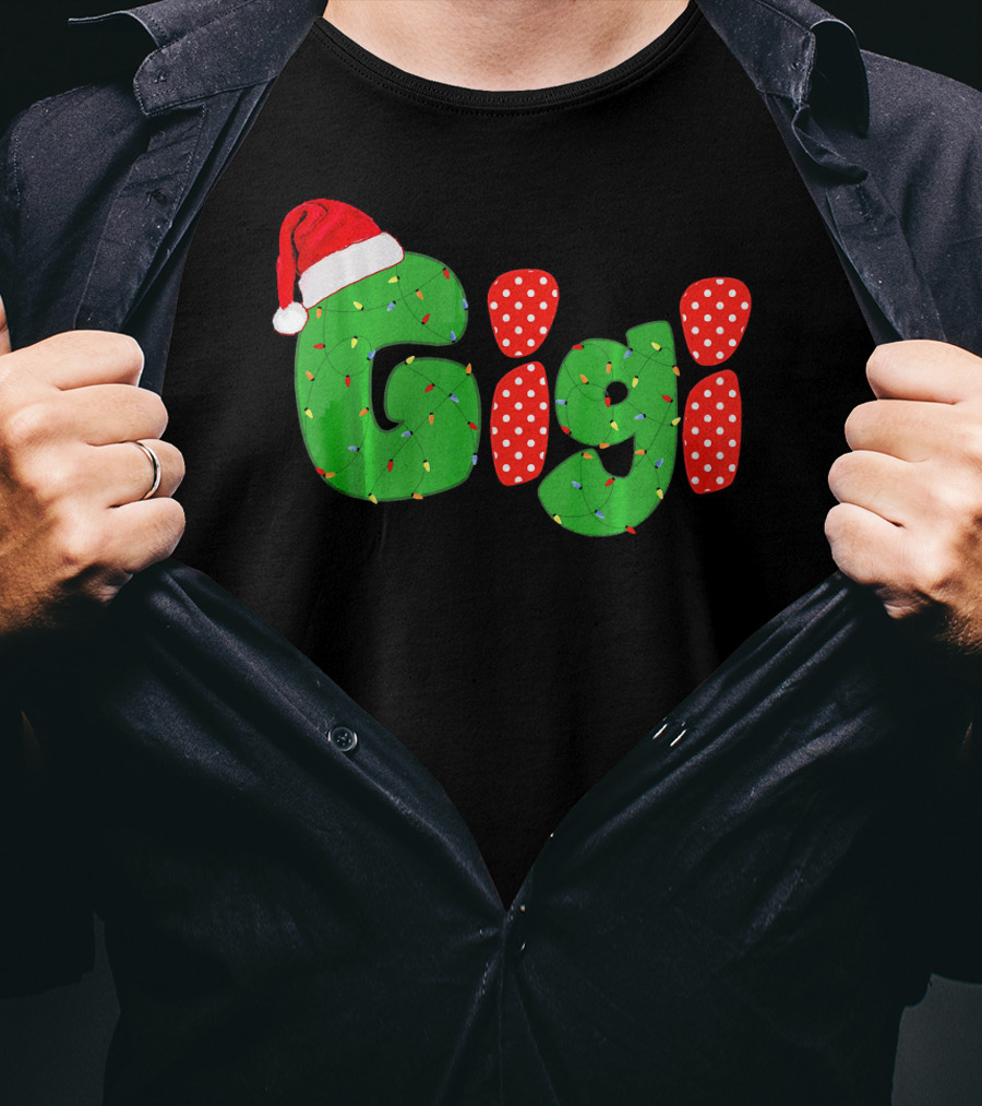 Gigi Christmas Santa Hat Lights Family Matching Pajamas T-Shirt