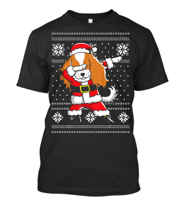 Dabbing Cavalier King Charles Spaniel Santa Ugly Christmas T-Shirt
