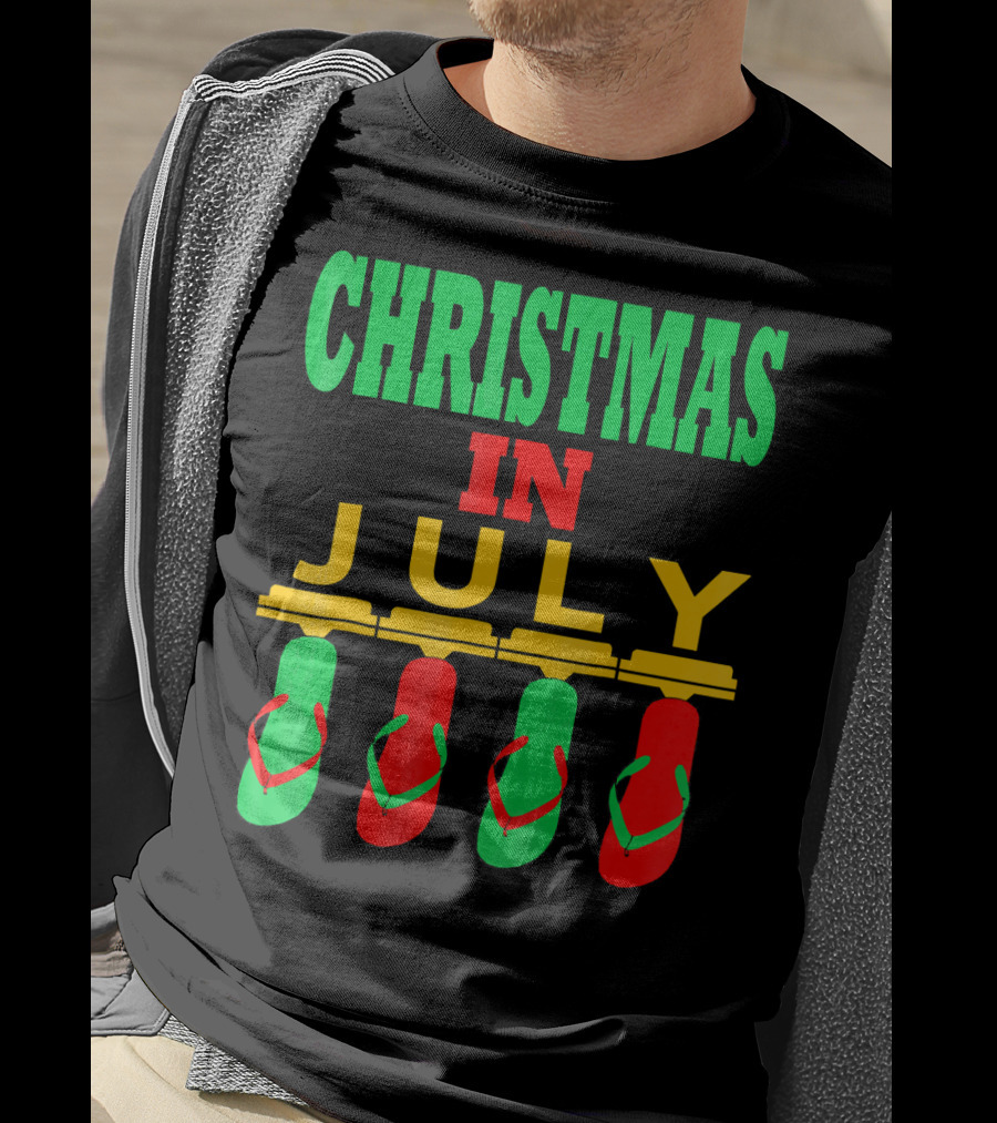 CHRISTMAS IN JULY Flip Flops Summer Holiday T-Shirt