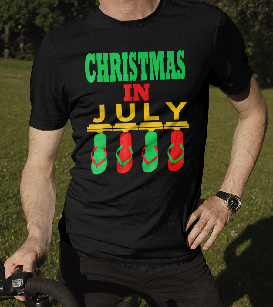 CHRISTMAS IN JULY Flip Flops Summer Holiday T-Shirt