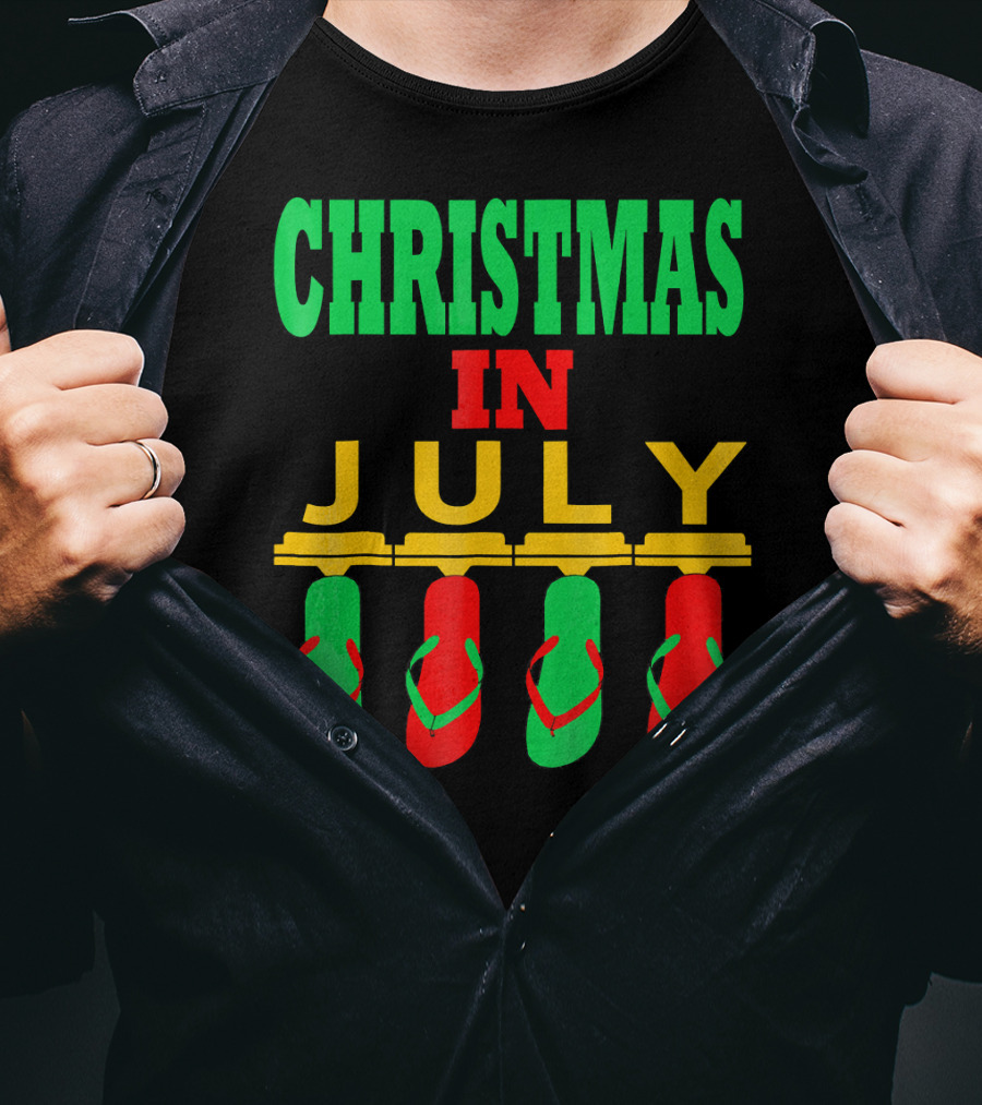 CHRISTMAS IN JULY Flip Flops Summer Holiday T-Shirt