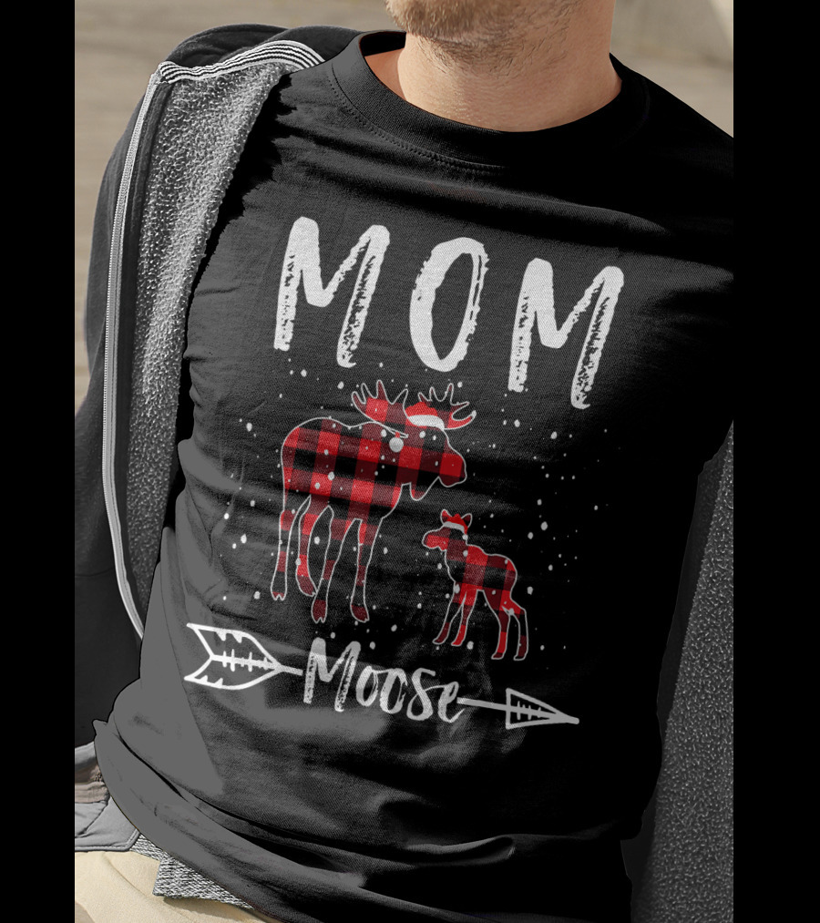 Mom Moose Buffalo Plaid Arrow T-Shirt