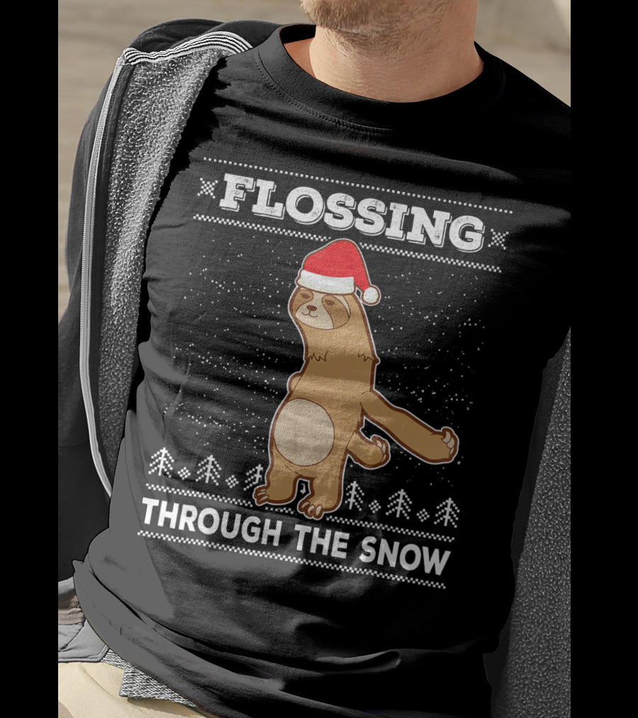 Flossing Through The Snow Sloth Santa's Dance T-Shirt