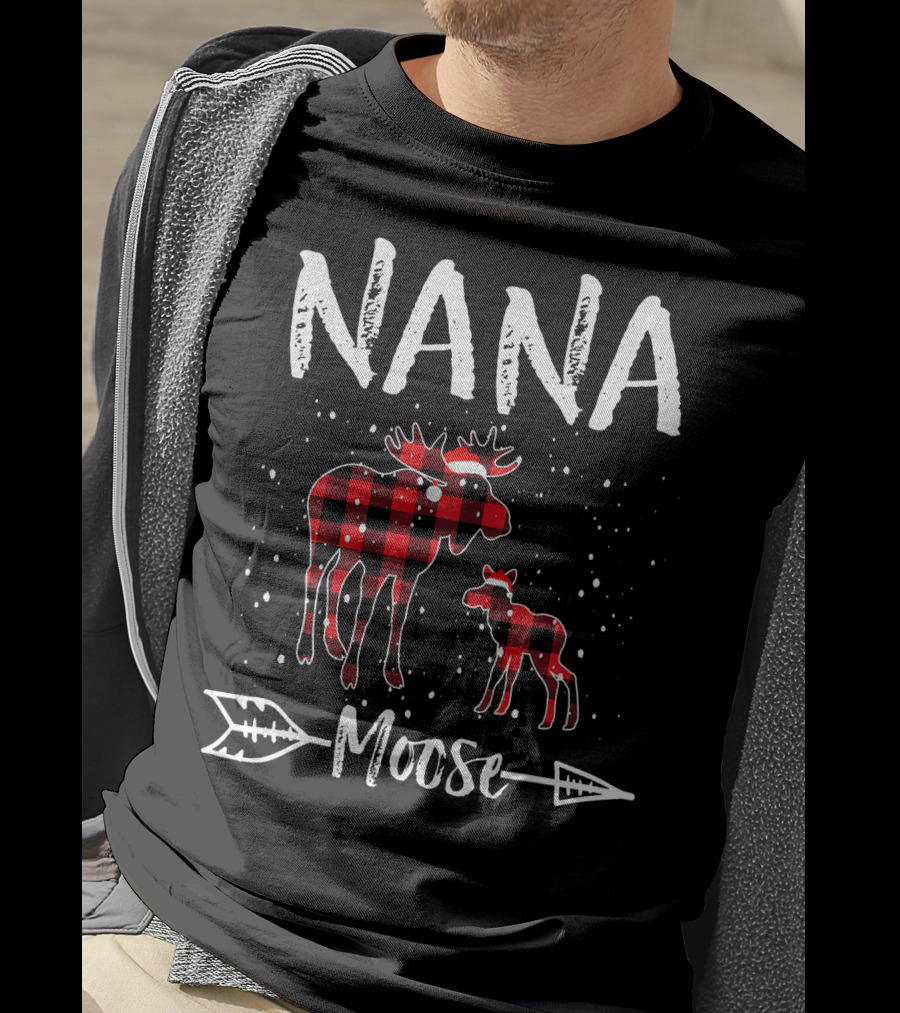 Nana Moose Family Christmas Plaid T-Shirt