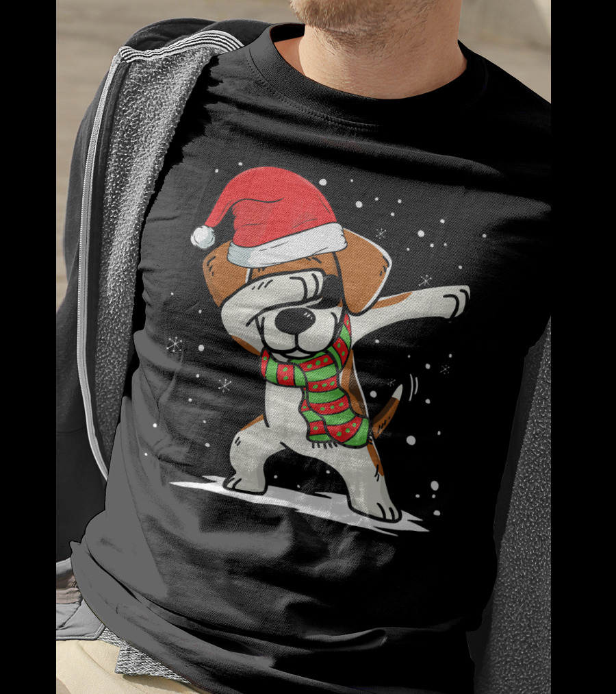 Dabbing Beagle Santa Christmas Dog Dance T-Shirt