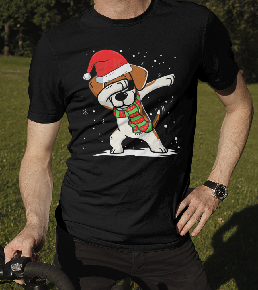 Dabbing Beagle Santa Christmas Dog Dance T-Shirt