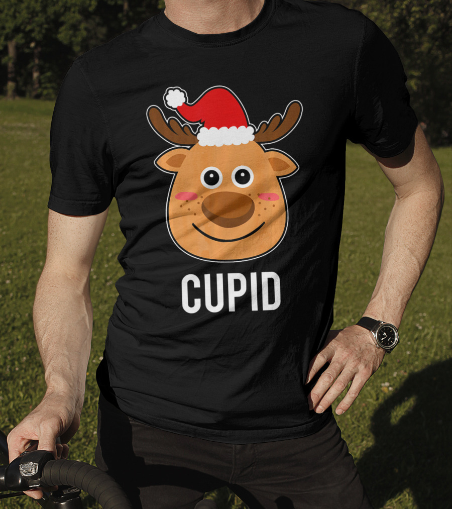Santa Reindeer Cupid Xmas Group Adorable Christmas Deer Face Holiday T-Shirt