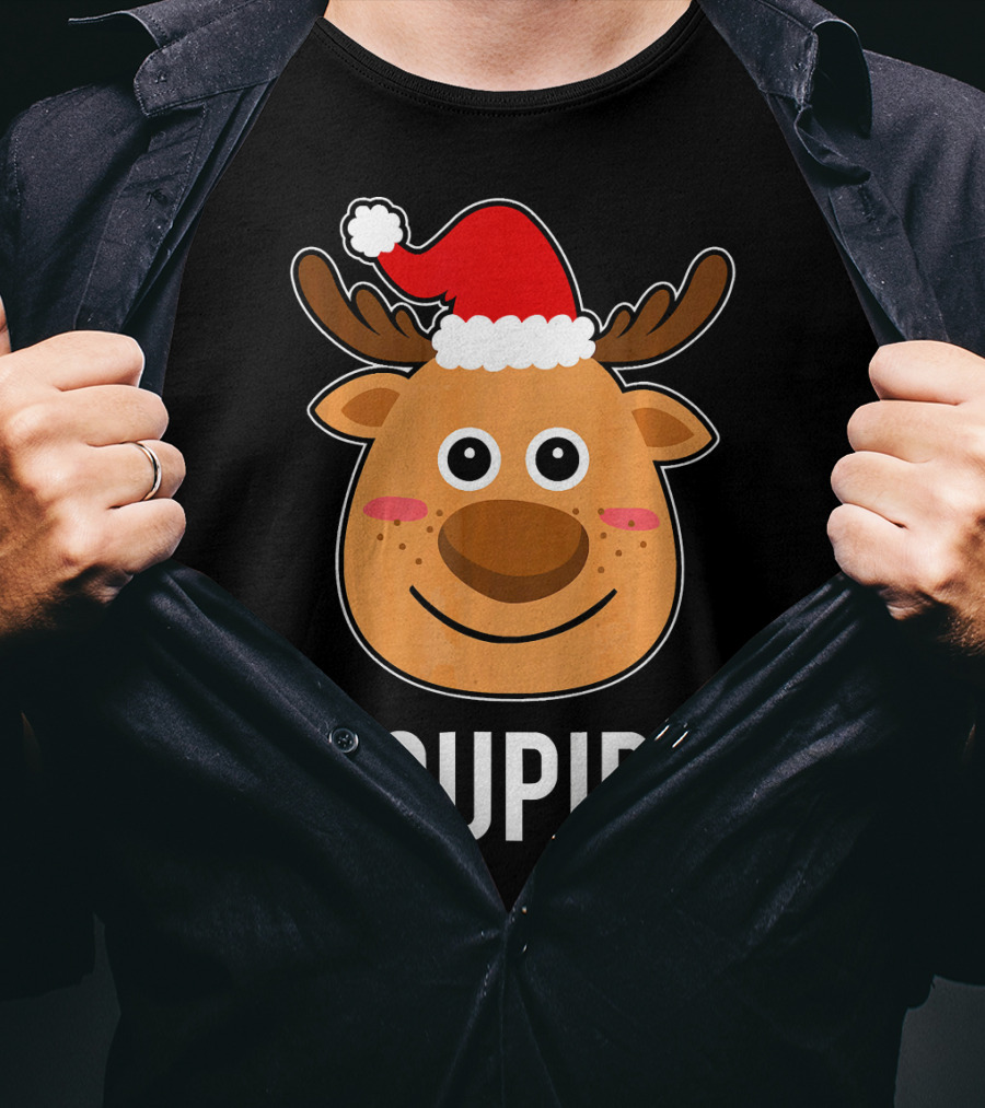 Santa Reindeer Cupid Xmas Group Adorable Christmas Deer Face Holiday T-Shirt