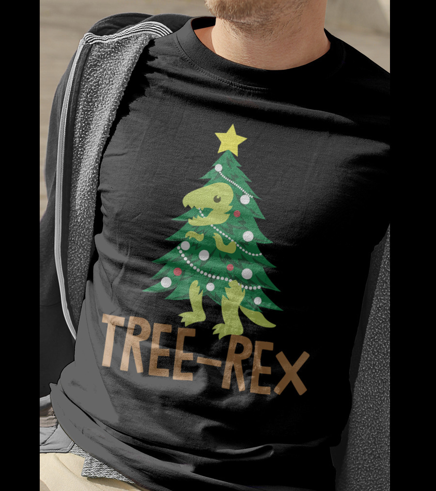 Tree Rex Christmas Dinosaur Pun T-Shirt