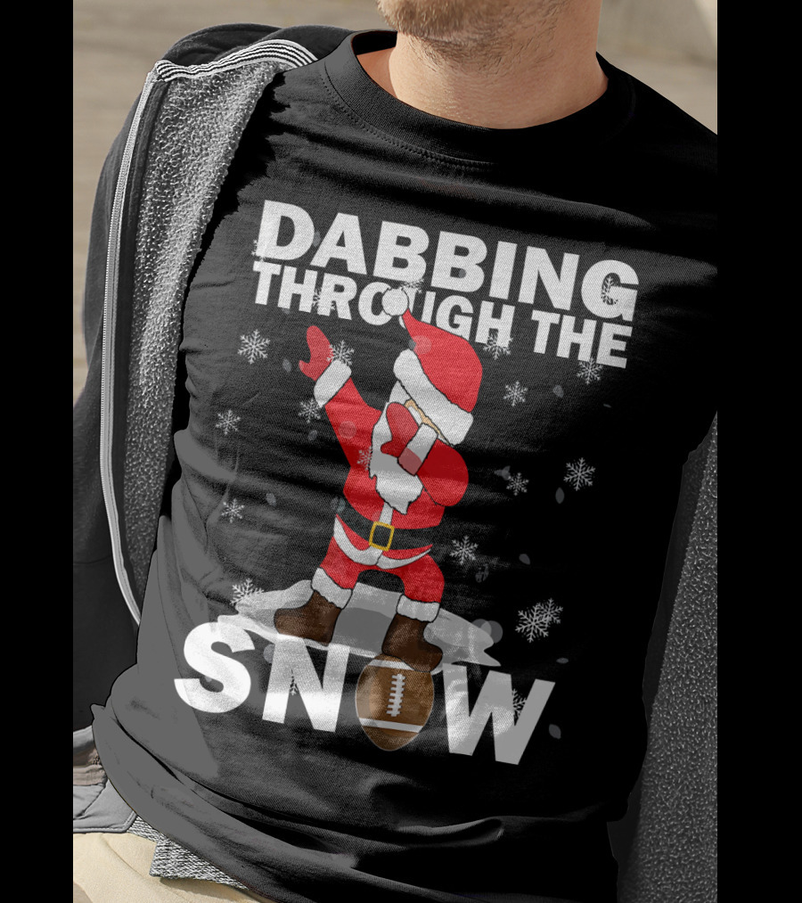 Dabbing Through The Snow Football Santa Dabbing T-Shirt