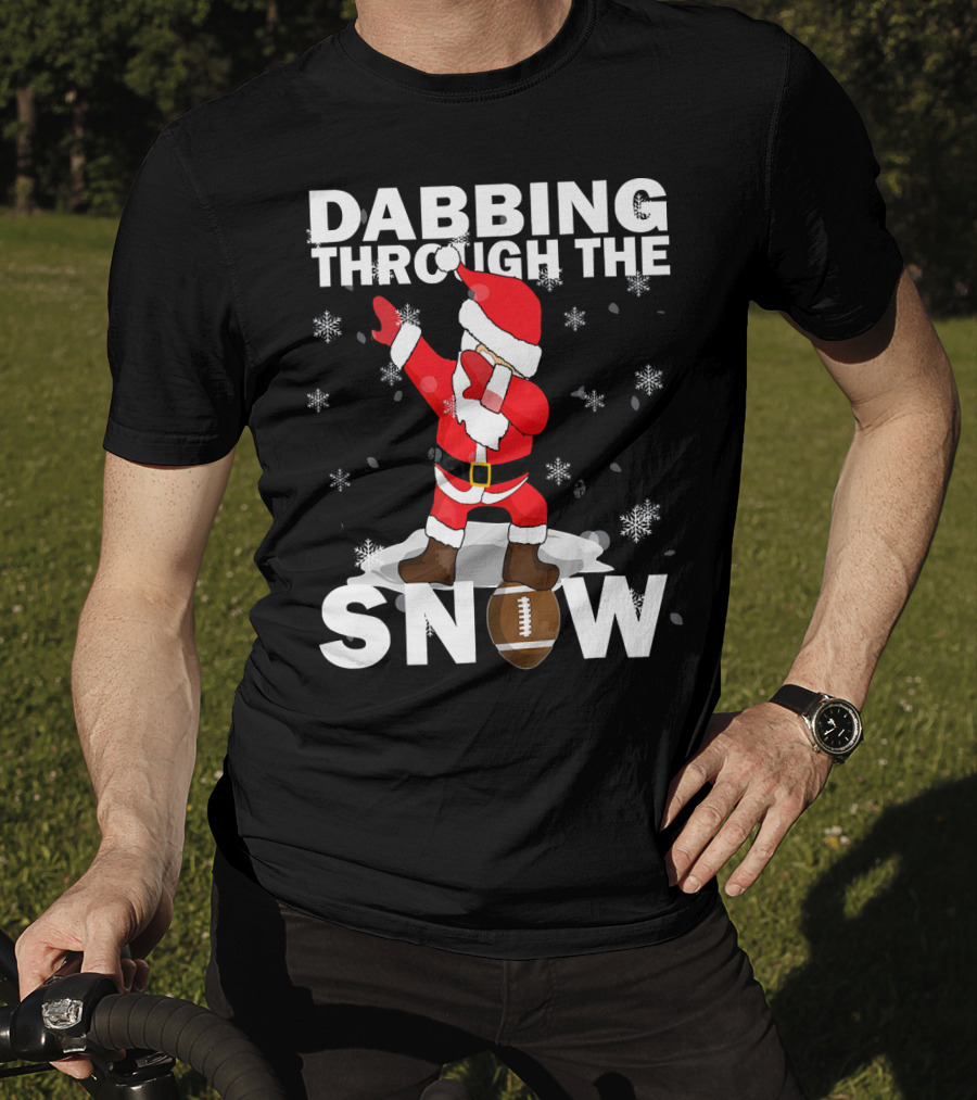Dabbing Through The Snow Football Santa Dabbing T-Shirt