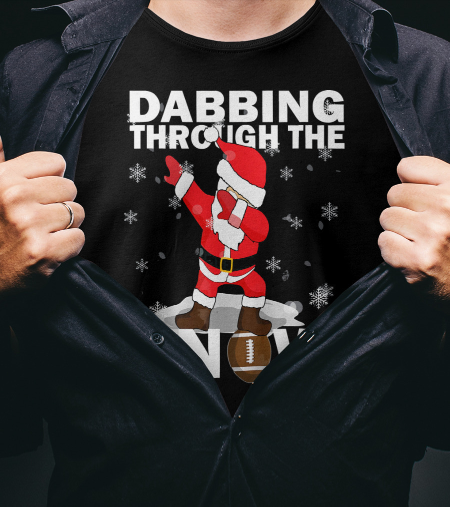 Dabbing Through The Snow Football Santa Dabbing T-Shirt