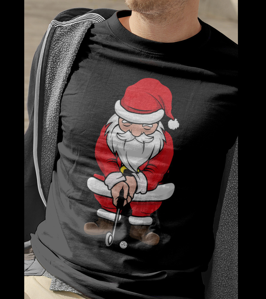 Christmas Santa Claus Golfing Swing T-Shirt