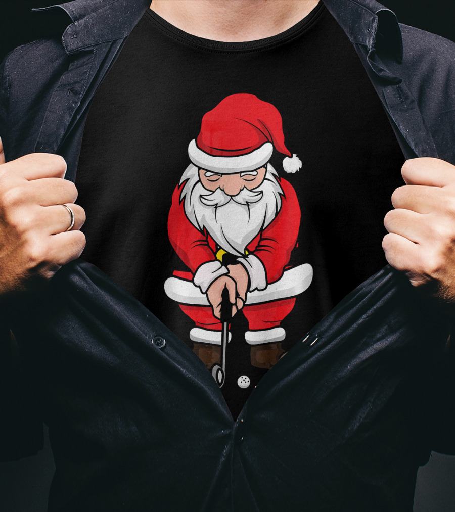 Christmas Santa Claus Golfing Swing T-Shirt