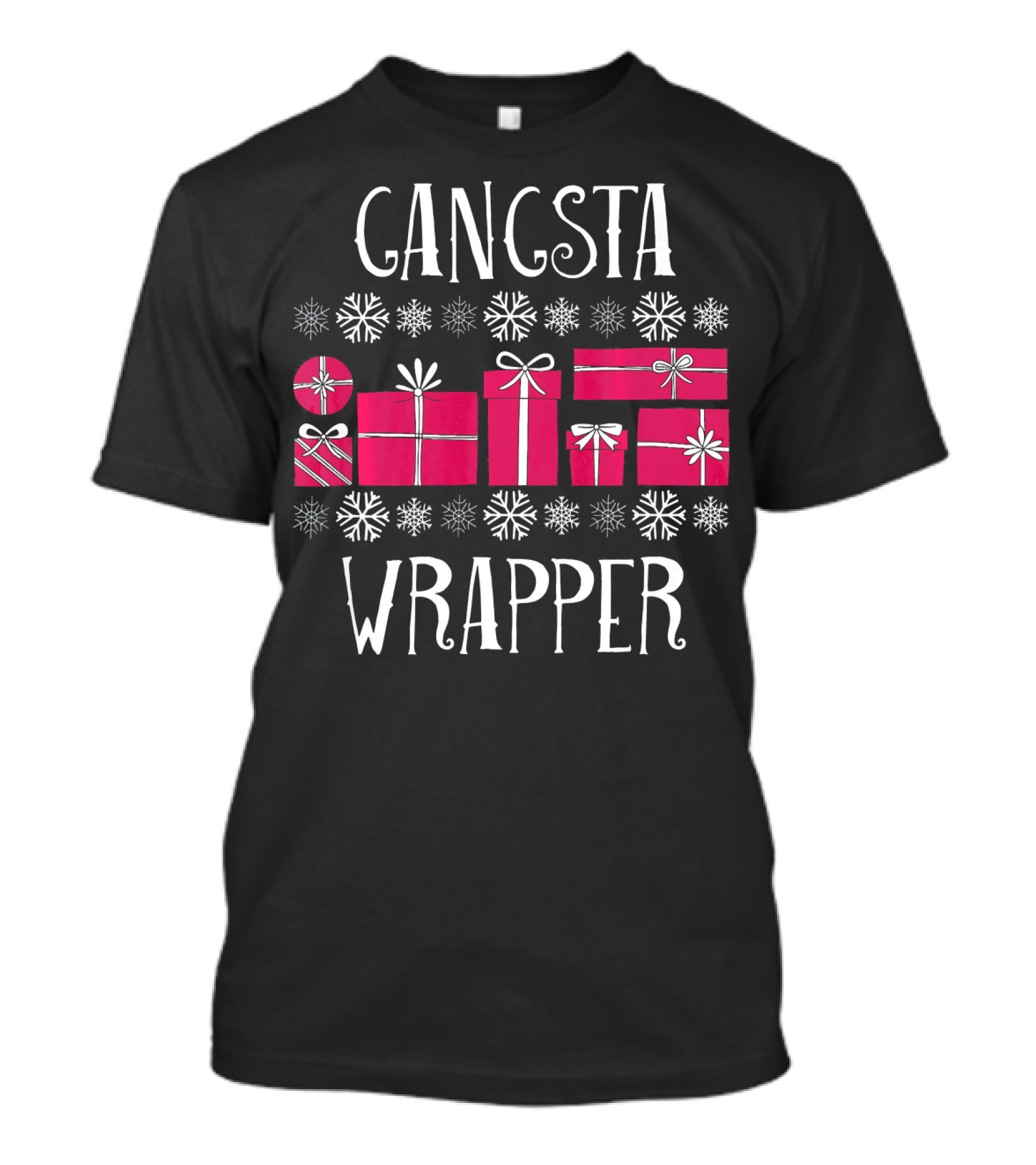 Gangsta Wrapper Funny Christmas Party Presents Snowflakes T-Shirt