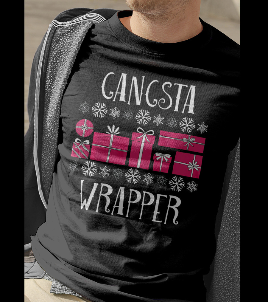 Gangsta Wrapper Funny Christmas Party Presents Snowflakes T-Shirt