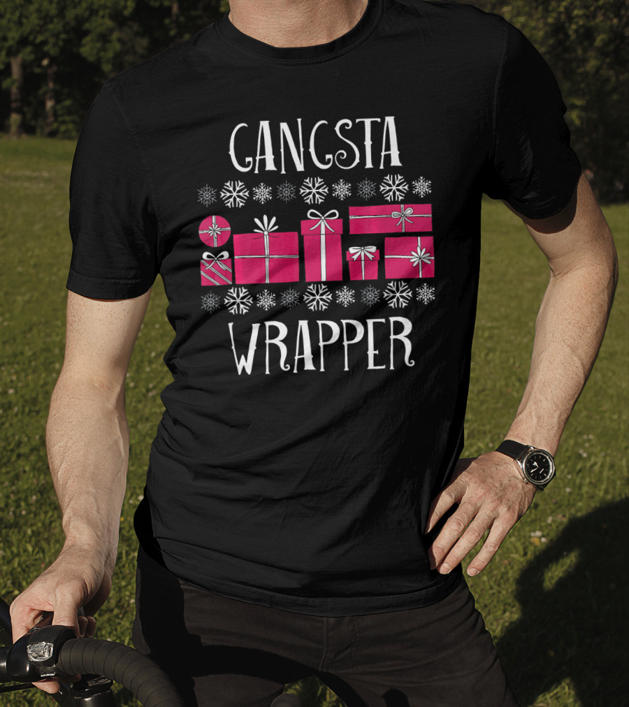 Gangsta Wrapper Funny Christmas Party Presents Snowflakes T-Shirt