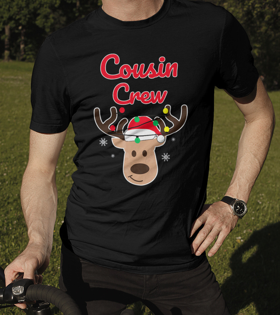 Cousin Crew Christmas Reindeer Hat Snowflakes T-Shirt
