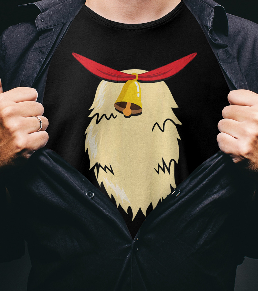 Christmas Reindeer Bell Santa Beard Costume T-Shirt