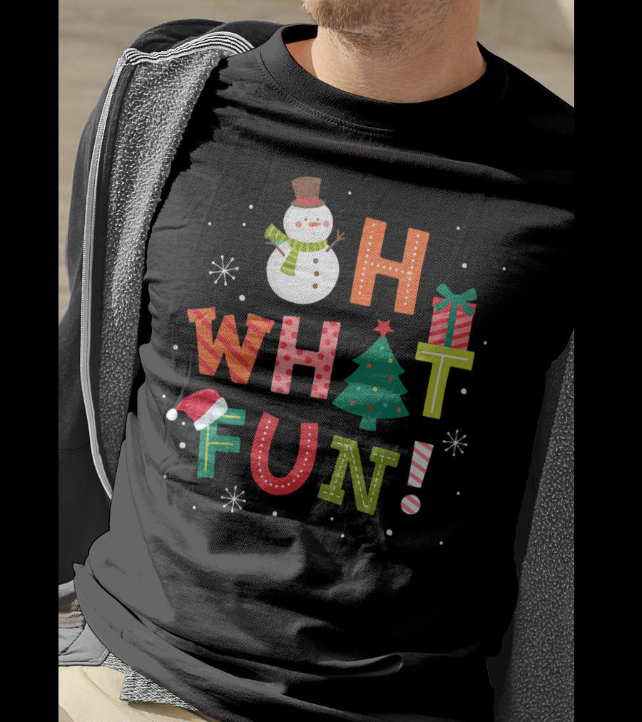 Oh What Fun Snowman Christmas Tree Gift T-Shirt