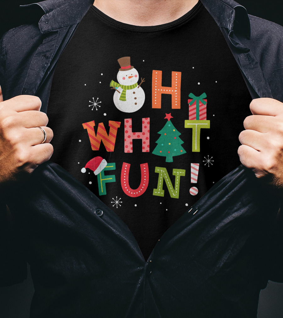 Oh What Fun Snowman Christmas Tree Gift T-Shirt
