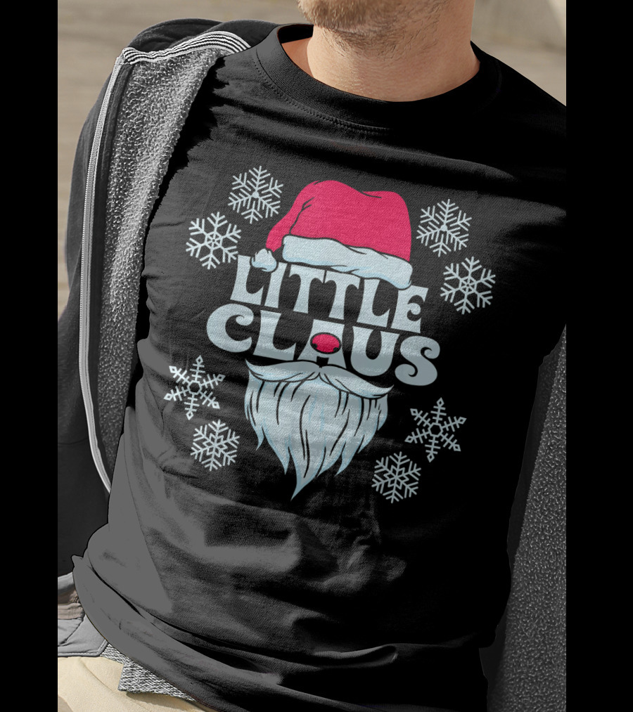Little Claus Santa Snowflakes Hat Beard T-Shirt