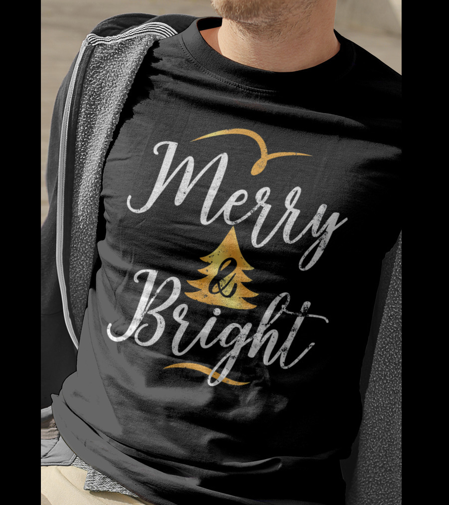 Merry And Bright Christmas Holiday Tree T-Shirt
