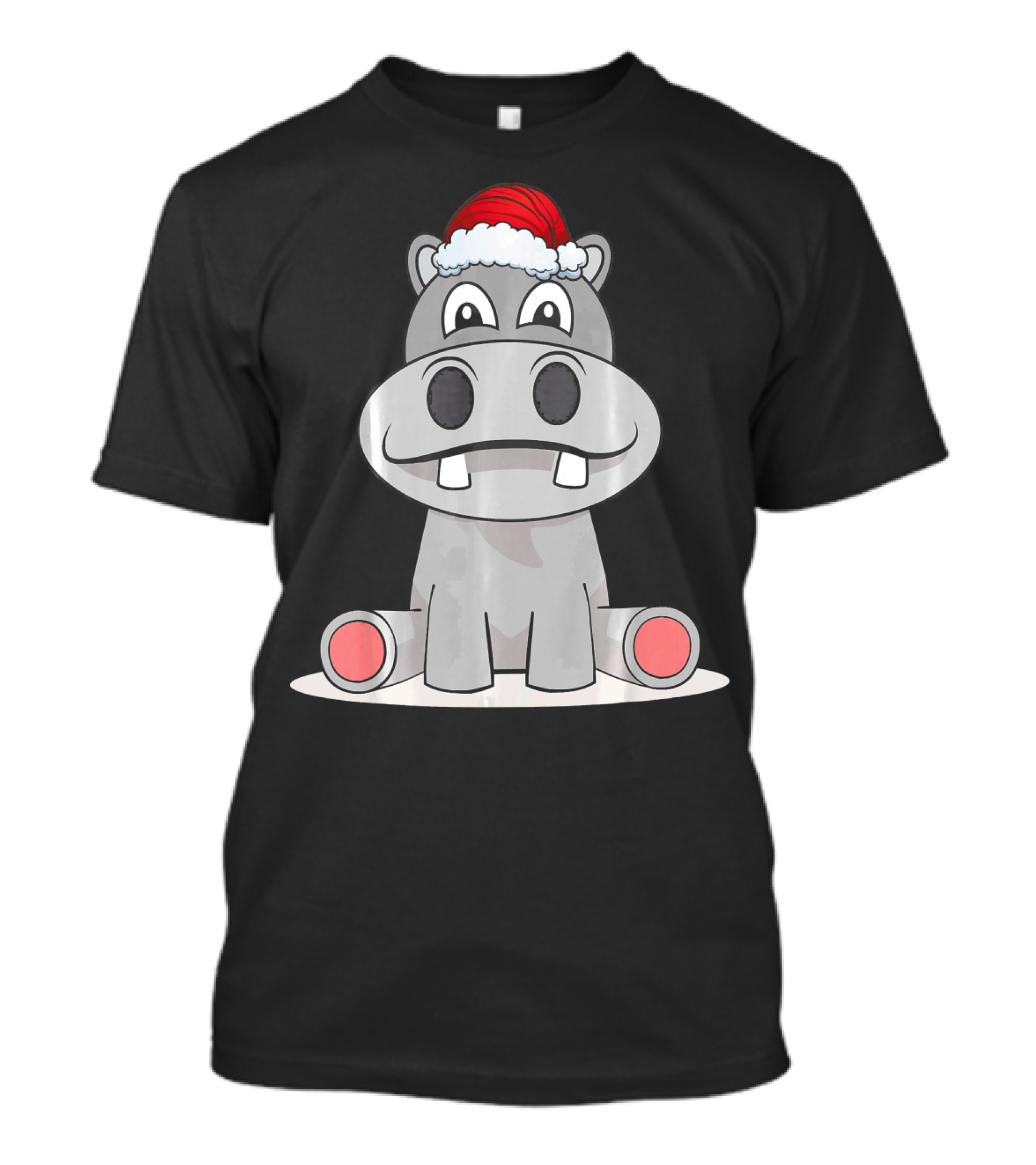 Hippopotamus Christmas Happy Hippo Santa Hat T-Shirt