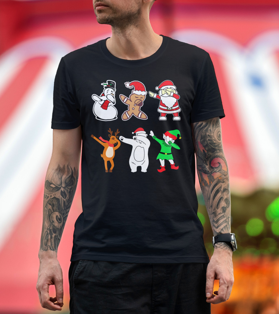 Dabbing Snowman Gingerbread Santa Reindeer Polar Bear Elf Christmas Dab T-Shirt