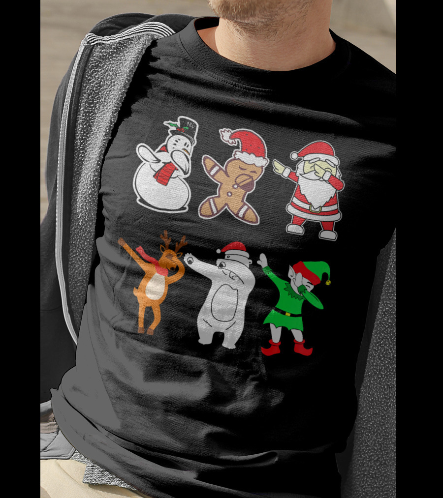 Dabbing Snowman Gingerbread Santa Reindeer Polar Bear Elf Christmas Dab T-Shirt