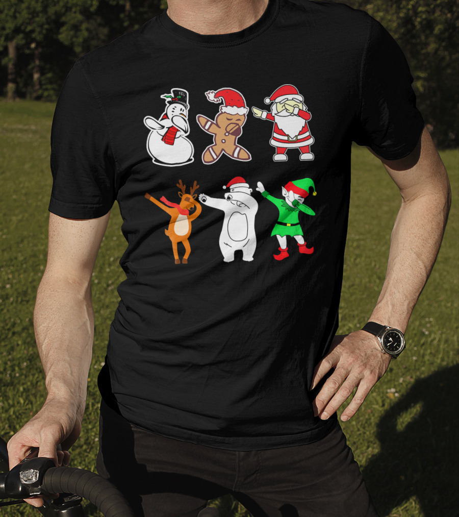 Dabbing Snowman Gingerbread Santa Reindeer Polar Bear Elf Christmas Dab T-Shirt
