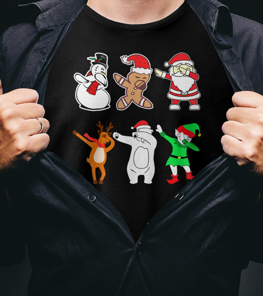 Dabbing Snowman Gingerbread Santa Reindeer Polar Bear Elf Christmas Dab T-Shirt