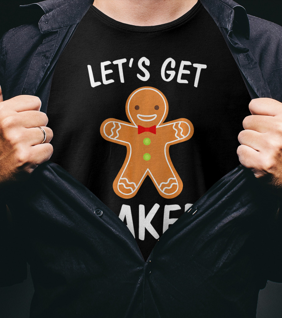 Let's Get Baked Funny Holiday Cookie Christmas Gingerbread Bow Tie T-Shirt